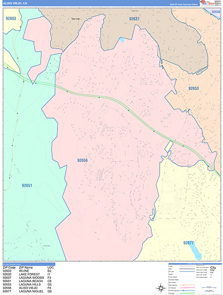 Aliso Viejo Map Color Cast Style